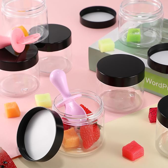 36 Pieces Plastic Jars with Lids Round Clear Container Leak Proof Airtight Cosmetic Small Empty Jars for Lotions Ointments Travel Toiletries Creams Make up Storage (1.5 oz, Black)