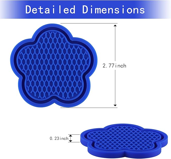 GaRhomxy Car Cup Holder Coaster, Universal Non-Slip Recessed Flower Shaped Cup Holders, Cute Car Accessories Interior for Women and Man Interior Sets 4 Pack (Blue)