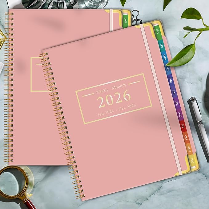 Planner -2026, Hardcover Weekly & Monthly Calendar Planner, January 2026 - December 2026, 6" x 8", Daily Agenda Book with Colorful Tabs, College Organizer Notebook, School & Work Supplies for Student Teacher Classroom