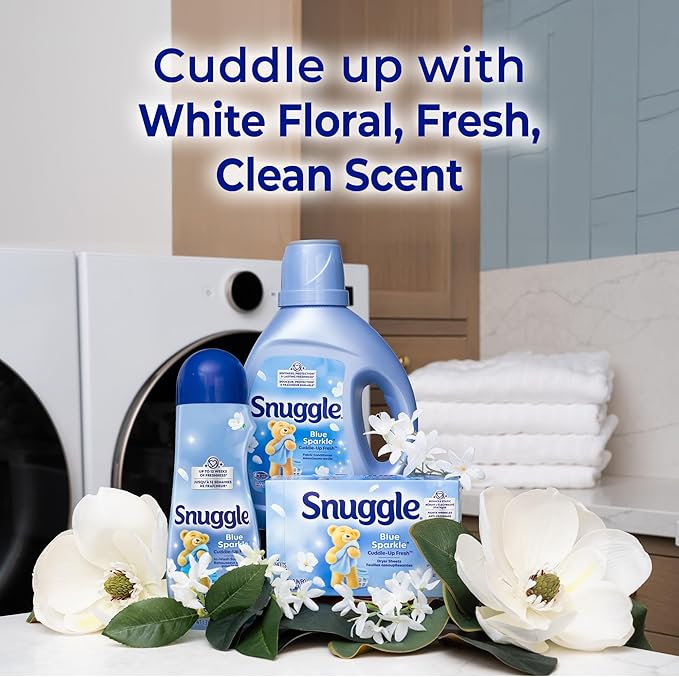 Snuggle Fabric Softener Dryer Sheets, Long-Lasting Fresh & Clean Scent, Softens Fabric, Reduces Static, Fights Wrinkles, Helps Repel Lint & Pet Hair, HE Safe, Blue Sparkle Cuddle-Up Fresh, 230 Ct