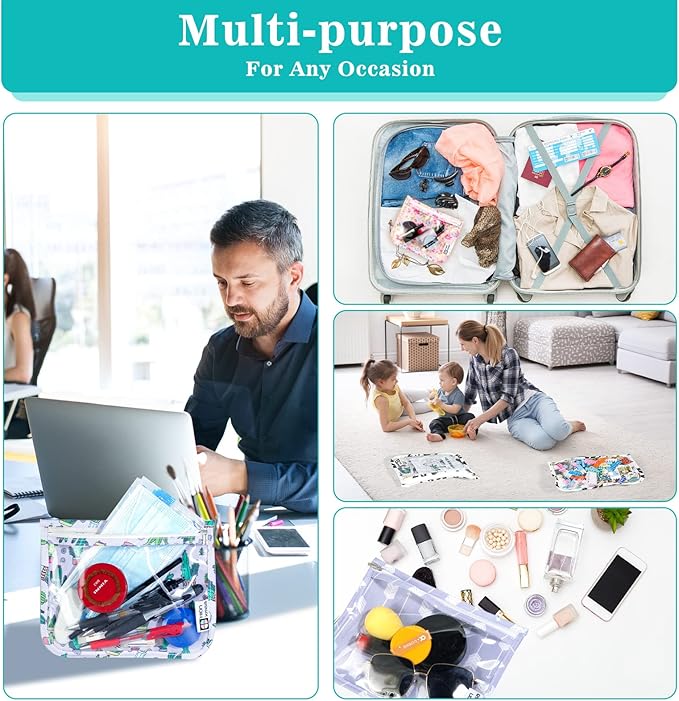 TSA Approved Toiletry Bag, Set of 3 Clear Travel Toiletry Bag Quart Size Zipper Travel Pouch, Waterproof Makeup Cosmetic Bag for Women Men Kids Toiletries Carry on, Petals