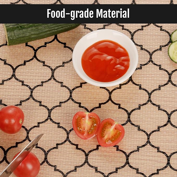 Cooyes Shelf Liner, Non Adhesive Drawer and Cabinet Liner, EVA Washable Oil-Proof Shelf Paper for Kitchen Cabinets, Refrigerator, Storage, Desks with Modern Pattern