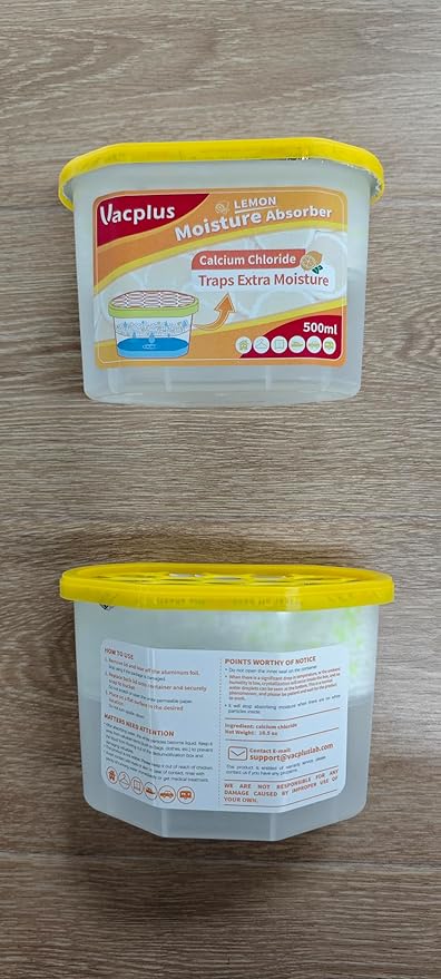 Vacplus Moisture Absorbers 6 Pack, Portable Humidity Absorber Boxes for Your Bathroom, Closet & Car, Dehumidifier with Lemon Fragrance, 10.5 Oz