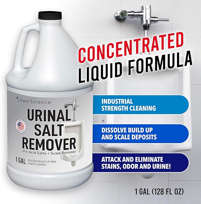 Allied Science Urinal Salt Remover - Uric Acid Salts Scale Remover Unclogs Urinals and Removes Uric Acid Odors - 8 Gallons