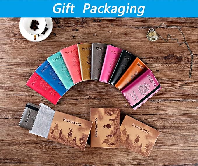 Airtag Passport Holder Cover Wallet Travel Essentials RFID Blocking Leather Card Case International Must Haves Travel Accessories for Women Men(119#Black)