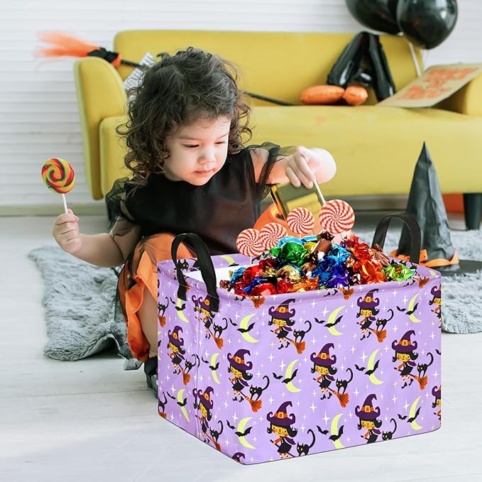 KUNRO Pumpkin Pattern Storage Basket Gift Shelf Basket Storage Bin, Nursery Basket Organizer Box for With Handles for Room Deco