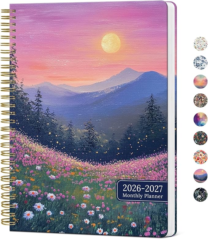 Monthly Planner 2026-2027, Aesthetic 2 Year Months Planner Calendar, 24-Months from January 2026 - December 2027, 26-27 Monthly Calendar Planner, Perfect for School Office Home, 7" x 10" - Twilight Bloom