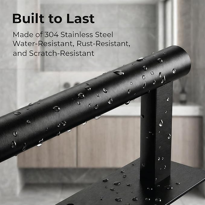 Paper Towel Holder Under Cabinet, Self Adhesive or Screw Mount, Fits Most Standard US Paper Towel Rolls, SUS304 Stainless Steel, Black