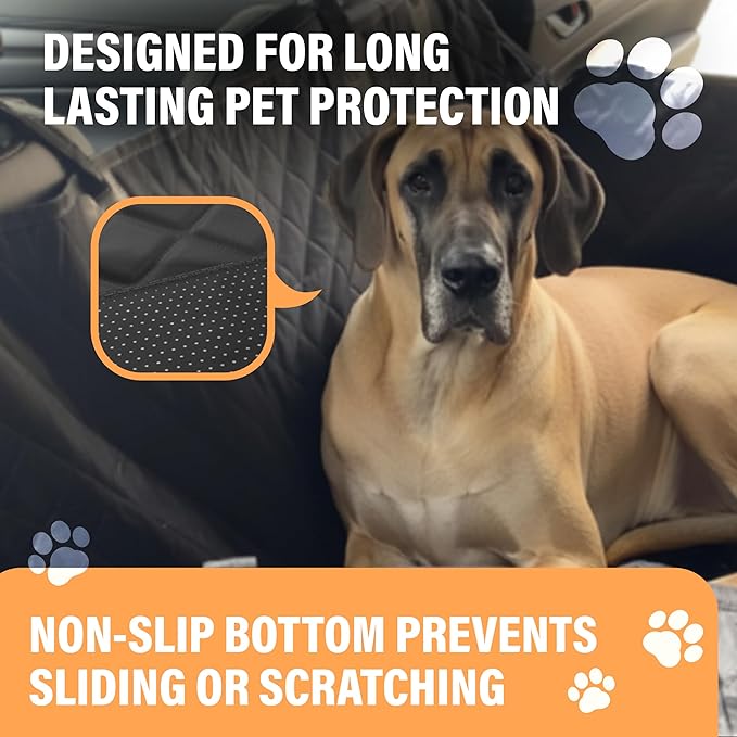 Active Pets Dog Car Seat Cover Car Seat Protector- Dog Seat Cover for Back Seat of SUVs, Trucks, Cars - Waterproof & Convertible Vehicle Hammock for Car Backseat - Mesh Window- Blue, XL