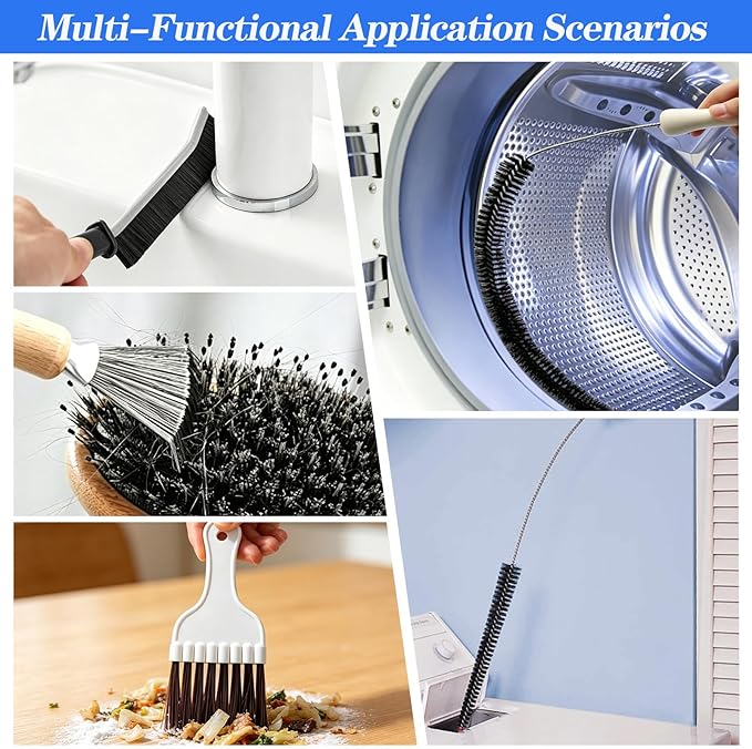 Refrigerator Coil Cleaning Brush Kit, 5-Pack Fridge Coil Cleaner Tools, Cleaner Brush Accessories for Refrigerator, Dryer Vents, Pipe, Sink, Toilet, Shower