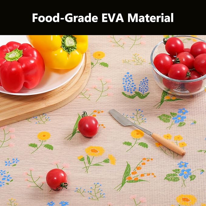 INNOLITES Shelf Liners for Kitchen Cabinets Non-Adhesive Drawer Liner with Floral, Waterproof Durable Easy to Clean, for Refrigerator, Shelves (Colorful Floral, 11.8" x 240")