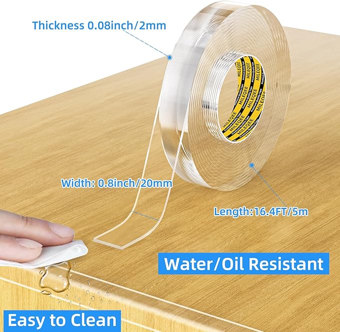 Clear Edge Protector Strip, 0.8in x 16.4FT, Sharp Edge Wrap Cover Tape, Self Adhesive Protective Bumper Guards for Cabinet Door Desk Glass Table Bed Furniture, Kitchen Countertop, Waterproof