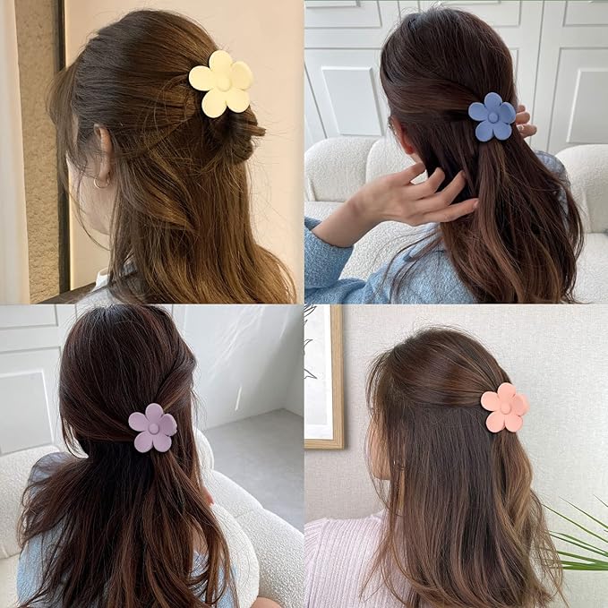 inSowni 20 Pack/10 Pairs Cute 4cm/1.6" Small Plastic Flower Hair Claws Clips Barrettes Clamps Nonslip Strong Hold Hair Accessories for Women Girls Teens Kids Thin Hair