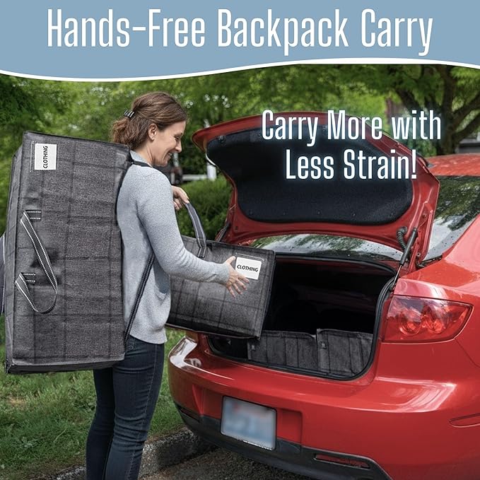 VENO 2 Pack Heavy Duty Moving Bags with Backpack Straps, Zippers & Handles, Extra Large Packing Bags for College Dorm Essentials, Moving Supplies Alternative to Cardboard Moving Boxes