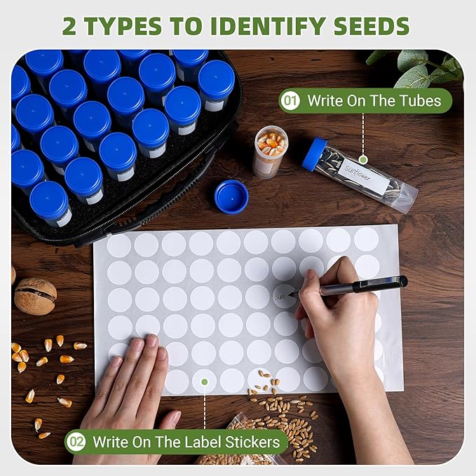 Large Seed Organizer Storage Box with Sturdy EVA Zipper Bag, 30 Slots Seeds Storage Containers and 120 Label Stickers, Garden Seed Organizer for Gardening Gifts