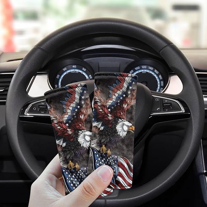 KUIFORTI 4th of July Flag Luggage Handle Wrap Grip for Suitcase, 2 Pack Eagle Luggage Grip Wraps Suitcase Identifiers Comfortable Trolley Case Grip Cover