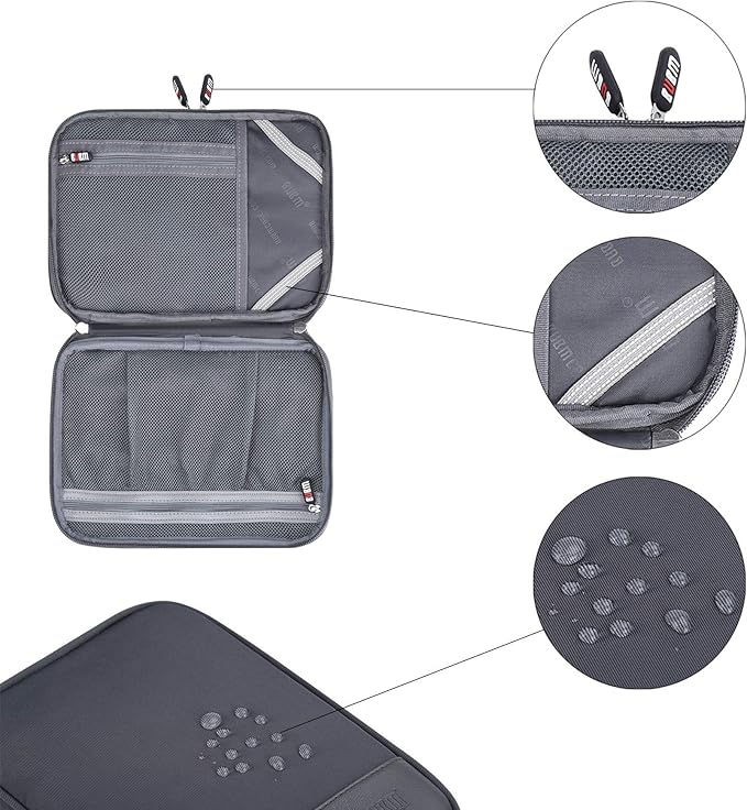 Electronic Cable Organizer Bag - Portable Travel Double Layers Electronic Digital Accessories Storage Pouch Bags for SD Card Case, USB Flash Drive, Charging Cords, USB Charger, Mini Tablet