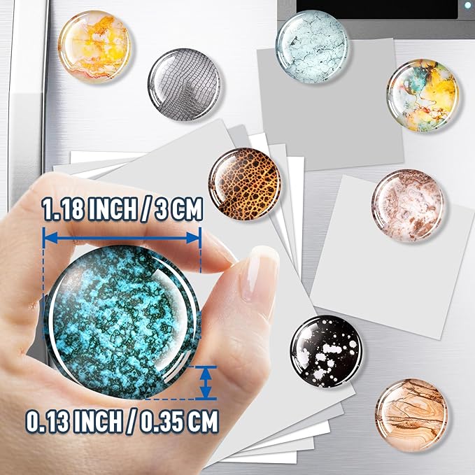 FINDMAG 12 Pack Fridge Magnets, Cute Magnets for Whiteboard, Classroom, 3D Glass Magnet Refrigerator Clear for Picture, Kitchen, Cute Magnet Pretty, Fridge, Cubicle, School, Home, Teacher Supplies