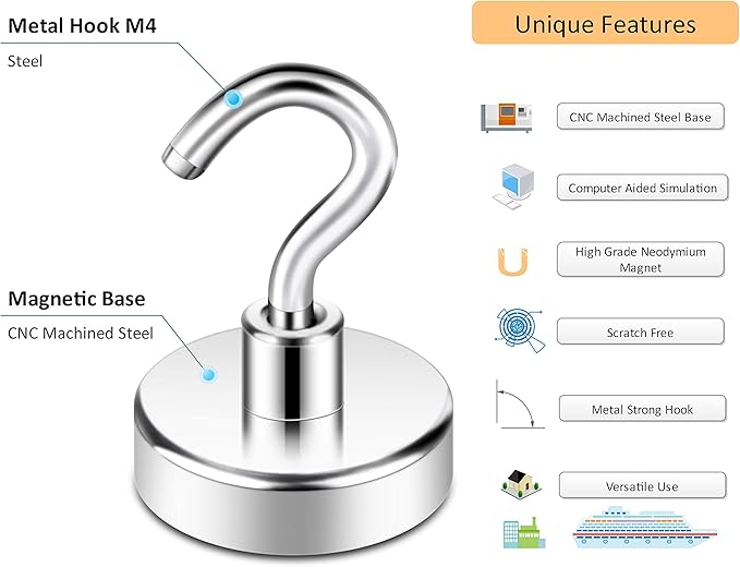 Neosmuk Magnetic Hooks, Cruise Ship Essentials, 26#,Silver