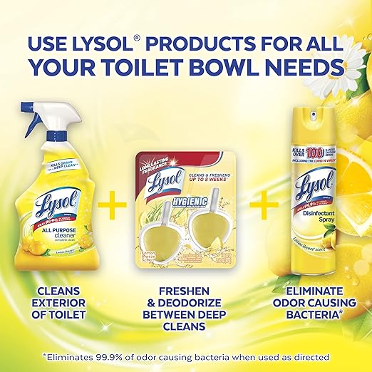 Lysol Automatic In-The-Bowl Toilet Cleaner, Cleans and Freshens Toilet Bowl, Lemon Breeze Scent (Pack of 2)