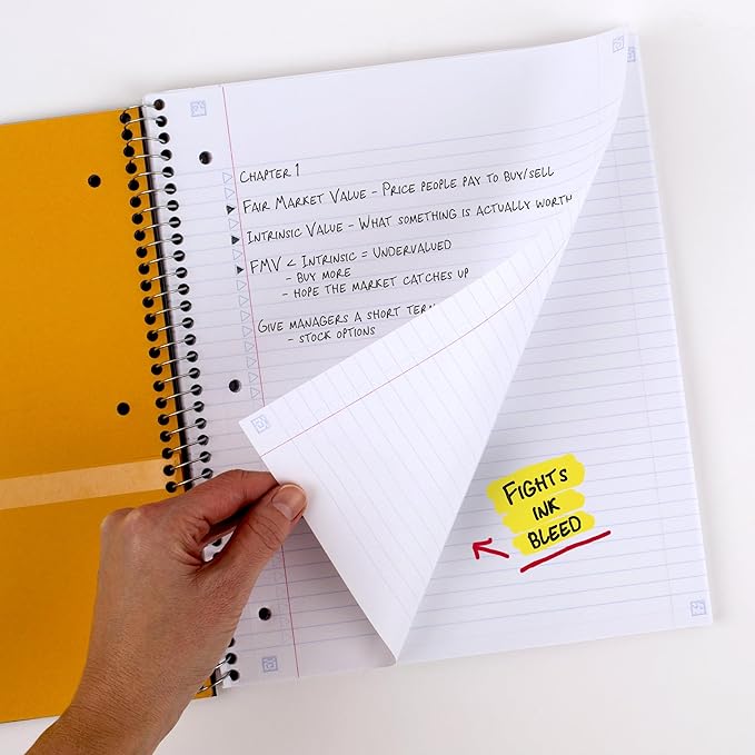 Five Star Spiral Notebook + Study App, 5 Subject, College Ruled Paper, 8-1/2" x 11", 200 Sheets, Fights Ink Bleed, Water Resistant Cover, Fire Red (72077), (Pack of 6)