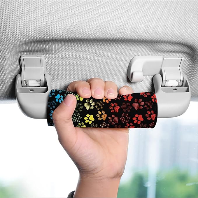 KUIFORTI Colorful Paws Luggage Handle Protection Sleeve Cover Set of 2 Pcs, Personalized Luggage Handle Wrap Grip for Suitcase Portable Luggage Identifiers Marker Grips Protector