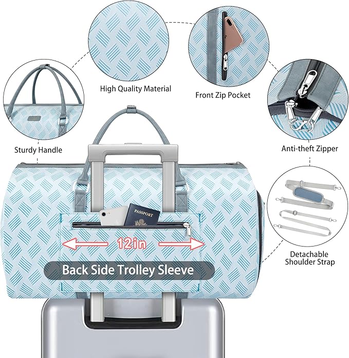 Convertible Garment Duffel Bag for Travel - Carry On Garment Bags With Toiletry Bag Large Weekender Bag for Men Women 2 in 1 Hanging Suitcase Suit Travel Duffel Overnight Bags 4pcs Set