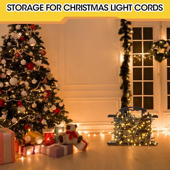 Ripeng 2 Pcs ABS Heavy Duty Extension Cord Storage Reel, Portable Christmas Light Storage Cord Organizer, Portable Hose Organizer Wrap-holds 100 Feet, H-shape Reel (Black)