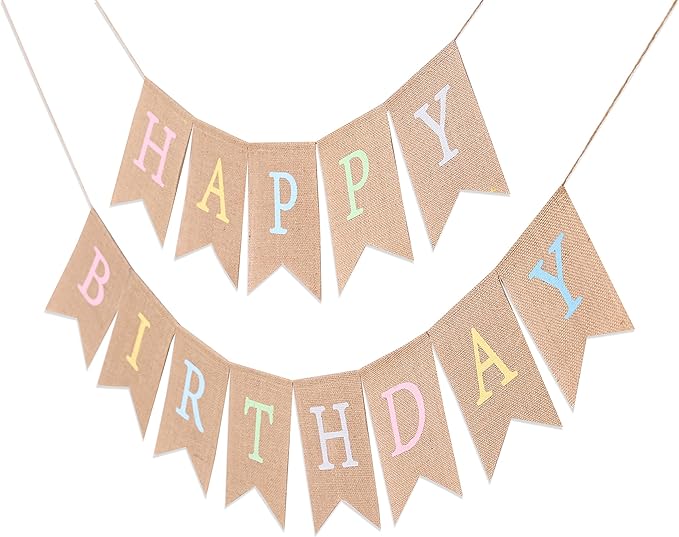 Rainbow Burlap Banner - Pastel Birthday Banner, Personalized 1st Birthday Decor, Photo Prop