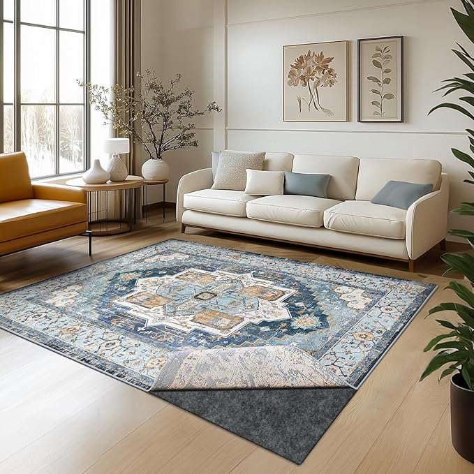 Waterproof Rug Pad, 4x4 ft Area Rug Non-Slip Carpet Pad, Non-Slip Rug Pads for All Floors and Finishes, Felt Pad for Hardwood Floors, Keeps Carpets in Place Soft and Safe