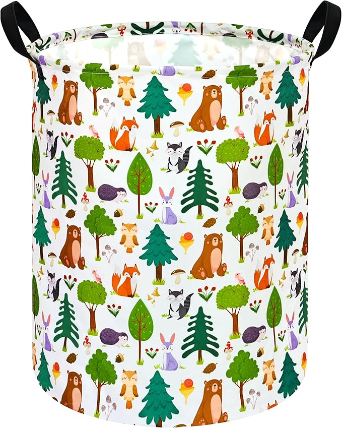Kids Animal Laundry Basket Nursery Hamper Storage Bins Gift Basket Clothes Organizer Toy Box Large Canvas Collapsible Chest for Home/Dorm/Kitchen/Pet/Office/Closet/Shelf/Room Decor