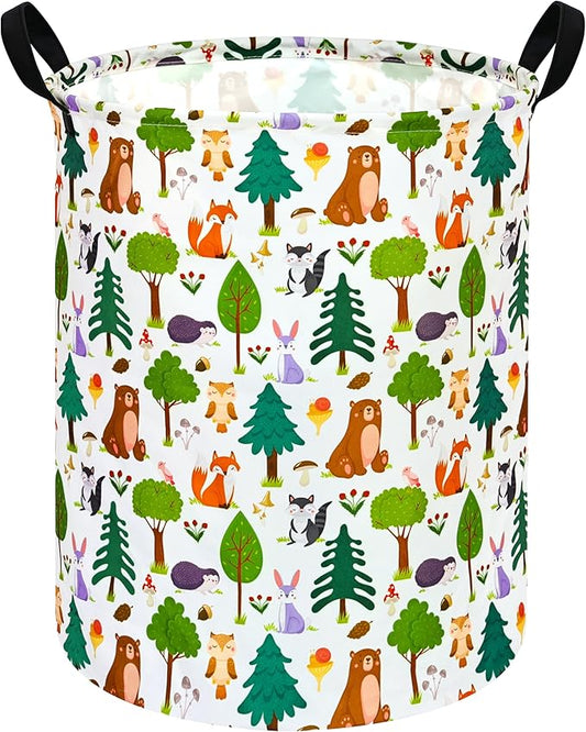 Kids Animal Laundry Basket Nursery Hamper Storage Bins Gift Basket Clothes Organizer Toy Box Large Canvas Collapsible Chest for Home/Dorm/Kitchen/Pet/Office/Closet/Shelf/Room Decor