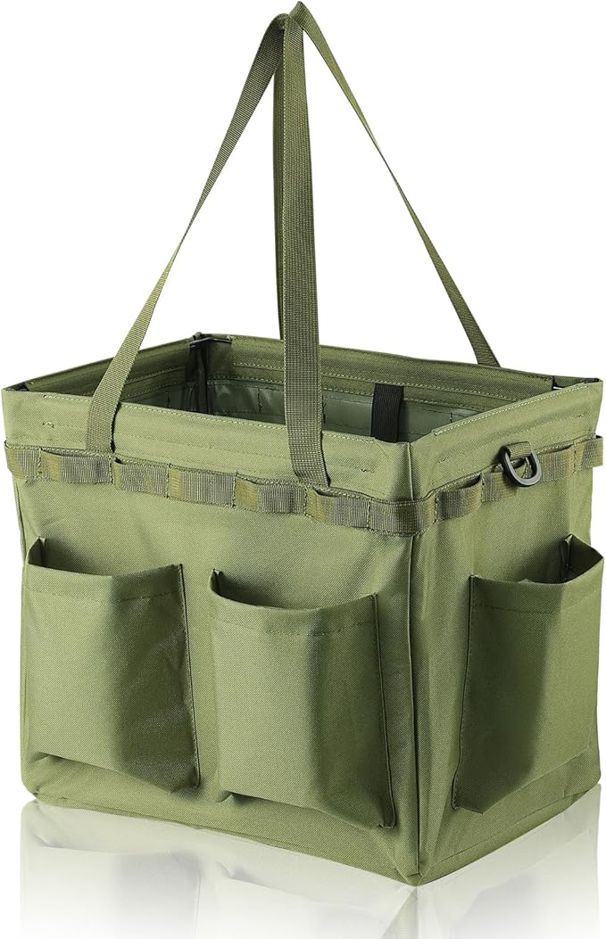 Car Trunk Organizer Multifunctional Storage Toolbox Carry Griddle,Large Grill Utensils Accessory Grilling Tools Basket Carrying Caddy Tool Tote Bag Storage Box Camp Cooking bbq Outdoor(Green)