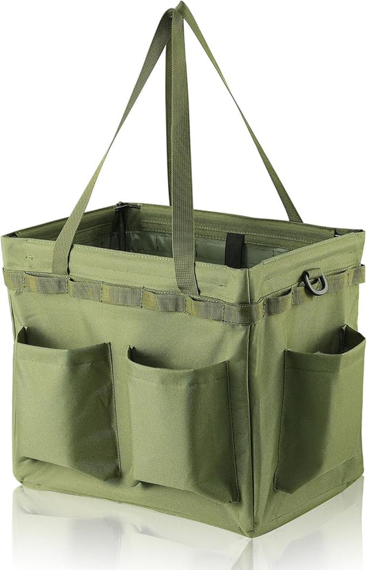 Car Trunk Organizer Multifunctional Storage Toolbox Carry Griddle,Large Grill Utensils Accessory Grilling Tools Basket Carrying Caddy Tool Tote Bag Storage Box Camp Cooking bbq Outdoor(Green)