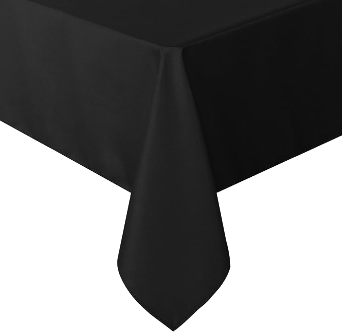 sancua Rectangle Tablecloth - 54 x 78 Inch - Stain and Wrinkle Resistant Washable Polyester Table Cloth, Decorative Fabric Table Cover for Dining Tables, Buffet Parties and Camping, Black