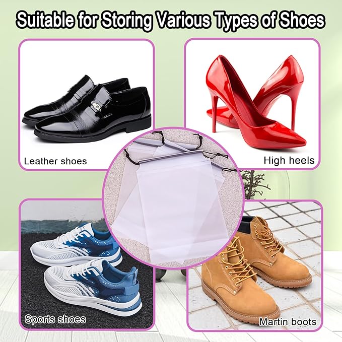 50 Pack Shoe Bags for Travel,Large Clear Shoes Storage Organizers Pouch with Rope for Men and Women,Transparent Travel Shoe Bags for Packing,Waterproof Drawstring Dust Bags Shoe Storage Bag