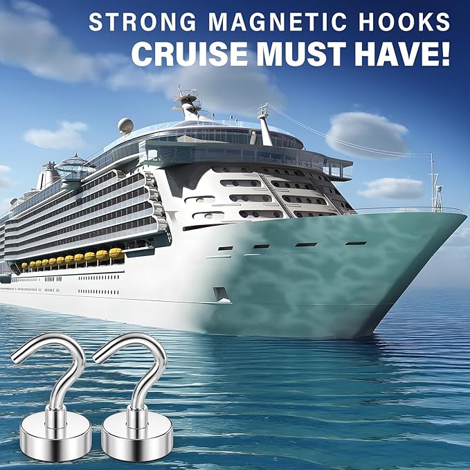 FINDMAG Magnetic Hooks, 30lbs Magnet Hooks Cruise Cabin Ship Essentials 2026, Rare Earth Magnets with Hooks, N52 Magnetic Hooks for Hanging, Home, Kitchen, Office (10 Pack, Silver)