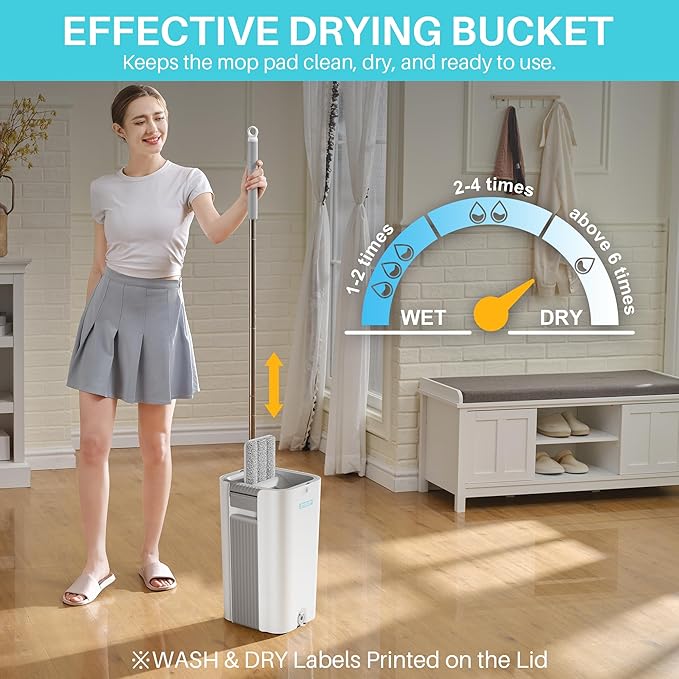 JOYMOOP 8L Flat Mop System with Extension Handle, Large Capacity for Household & Commercial Use, Ideal for Floor, Window & Wall Cleaning – Includes 5 Washable Microfiber Pads for Wet & Dry Use