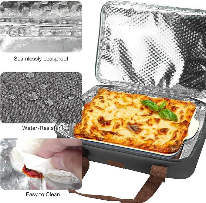 Vuudh Expandable Casserole Carrier Bag - Double Decker Food Bag, Insulated Casserole Carrier for Hot or Cold Food, Lasagna Holder Tote for Picnics,Beaches,Traveling or Gifts