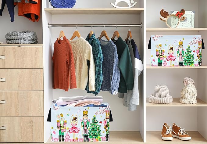 Christmas Basket Box Hamper Storage Basket Collapsible Organizer Bin Gift Shelf Baskets for Home and Kitchen Storage