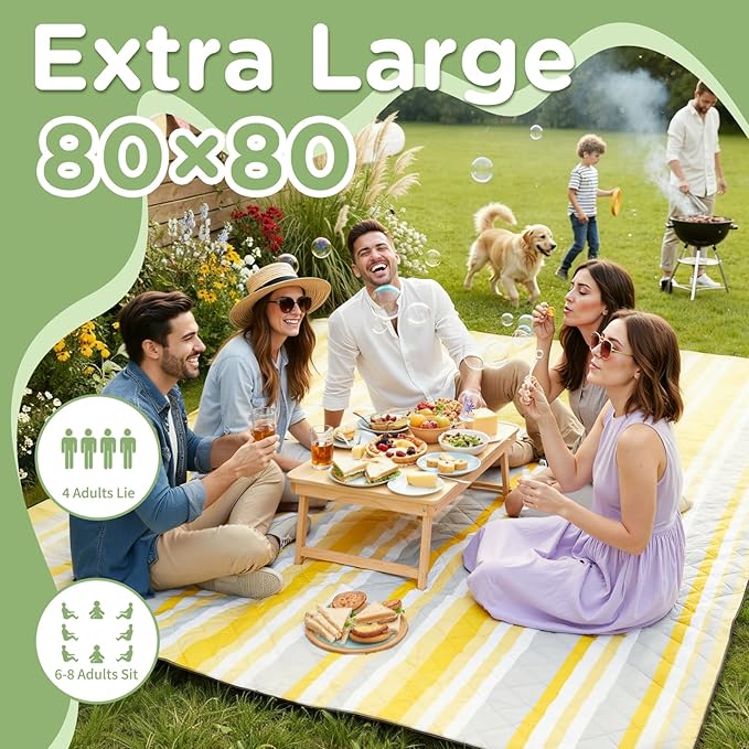 Waterproof Beach Blanket Picnic Outdoor Mat Extra Large Women Men Family Summer Vacation Essentials Lake Day Must-Haves Travel Accessories Supplies Camp Gear Stuff Necessities Items Gadget Needs Gift