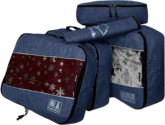 5 Set Packing Cubes for Travel Large Suitcase Luggage Organizer Bags Travel Accessories Vacation 4 Cubes 1 Laundry Pouch Bag