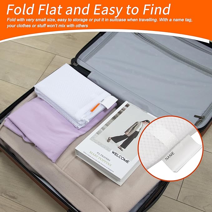 Polecasa Heavy Duty Diamond Mesh Laundry Bags 24x36" - Large Commercial Grade Laundry Bag with Drawstring & ID Tag for College Dorms, Travel, Sports Equipment – White