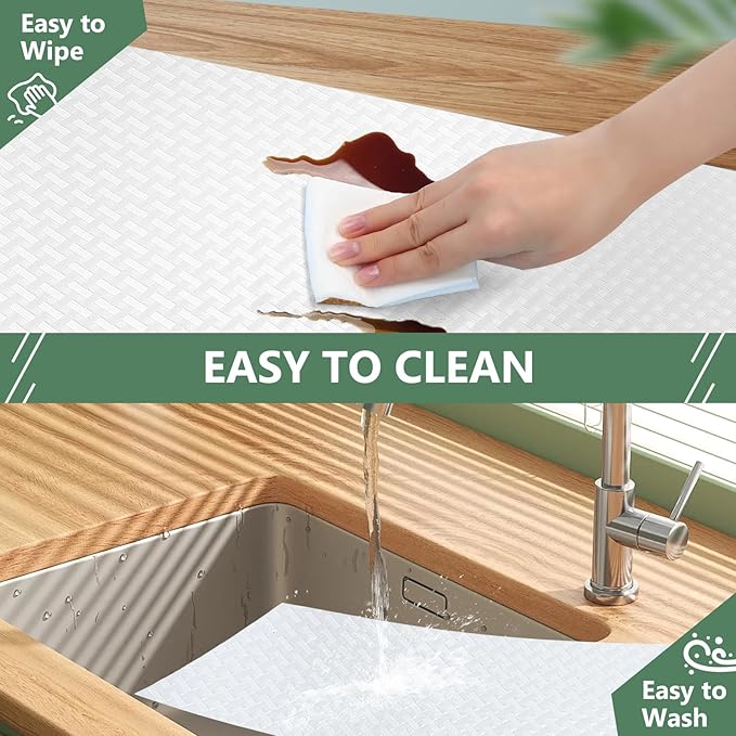 Shelf Liners, Non-Adhesive Drawer Liner, Waterproof & Oil-Proof Kitchen Cabinet Cupboard Liner Plastic EVA Material BPA Free Fridge Liner Mats Paper Protector for Shelves (White/20in x 240in)