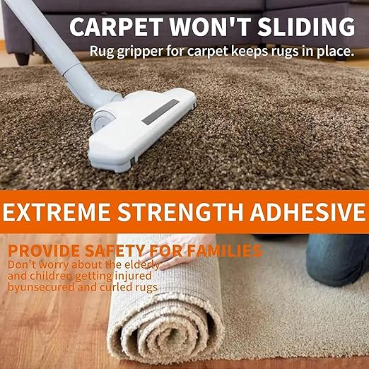 TAPEBEAR Heavy-Duty Double Side Carpet Tape, Carpet Tape for Rug, Wood, Floor, Residue-Free Rug Tape, Multipurpose Gripper Non Slip Tape, 2inch X 40yard, 4 Rolls
