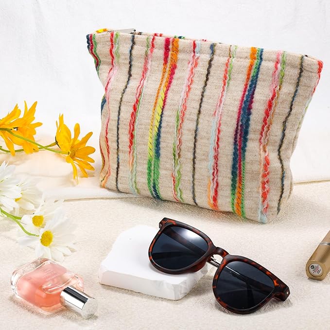 ZLFSRQ Makeup Bag Travel Cute Cosmetic Bags for Women Large Capacity Rainbow Toiletry Pouch Zipper Cosmetic Pouches for Purse Aesthetic Makeup Brushes Organizer Portable Toiletry Bags