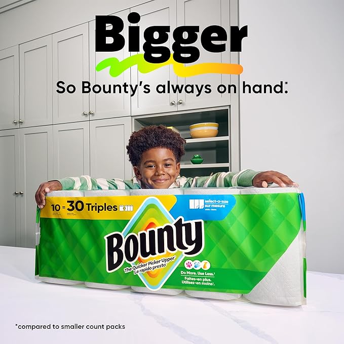 Bounty Select-A-Size Paper Towels, Prints, 2 Triple Rolls = 6 Regular Rolls