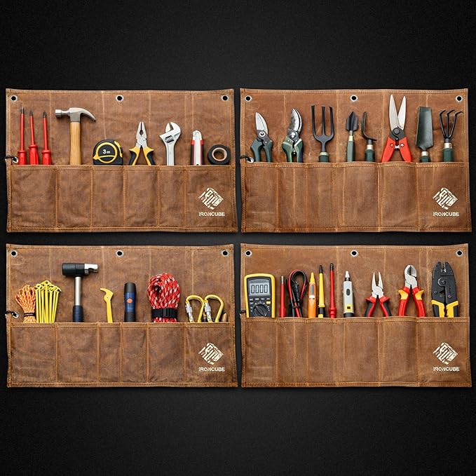 IRONCUBE Tool Pouch, Roll-Up Storage Bag for Hand Tools & Wrenches