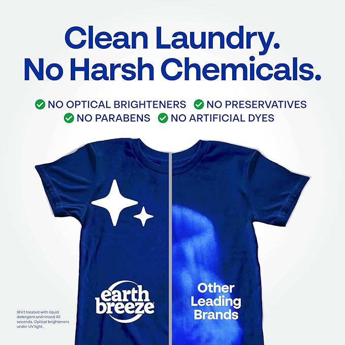 Earth Breeze Laundry Detergent Sheets Fresh Spring Blossoms - 60 Loads - Eco Laundry Sheets - Travel Laundry Soap Sheets for Hot & Cold Cycles - Tackles Tough Stains & Odors - Gentle on Skin, 30 Ct