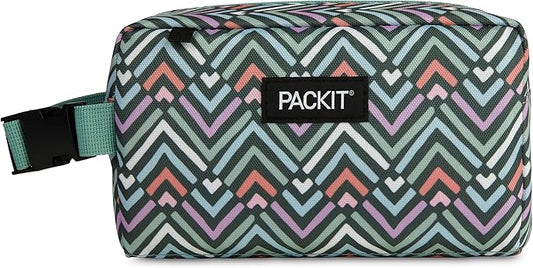 PackIt Freezable Small Insulated Snack Box, Diamond Chevron, with EcoFreeze Technology (Built-in Ice Pack), Mini Cooler or Small Lunch Bag, For Fresh Snacks On the Go, for Work, Gym, or Travel